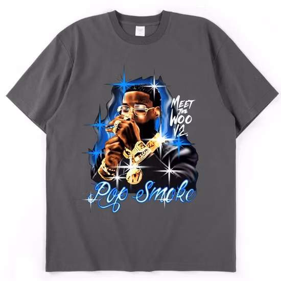 New Pop Smoke Fashion Shirt Hip Hop Streetwear Male T-Shirt Men Rapper Casual Tops Screen Printing 100% Cotton T Shirts for Men